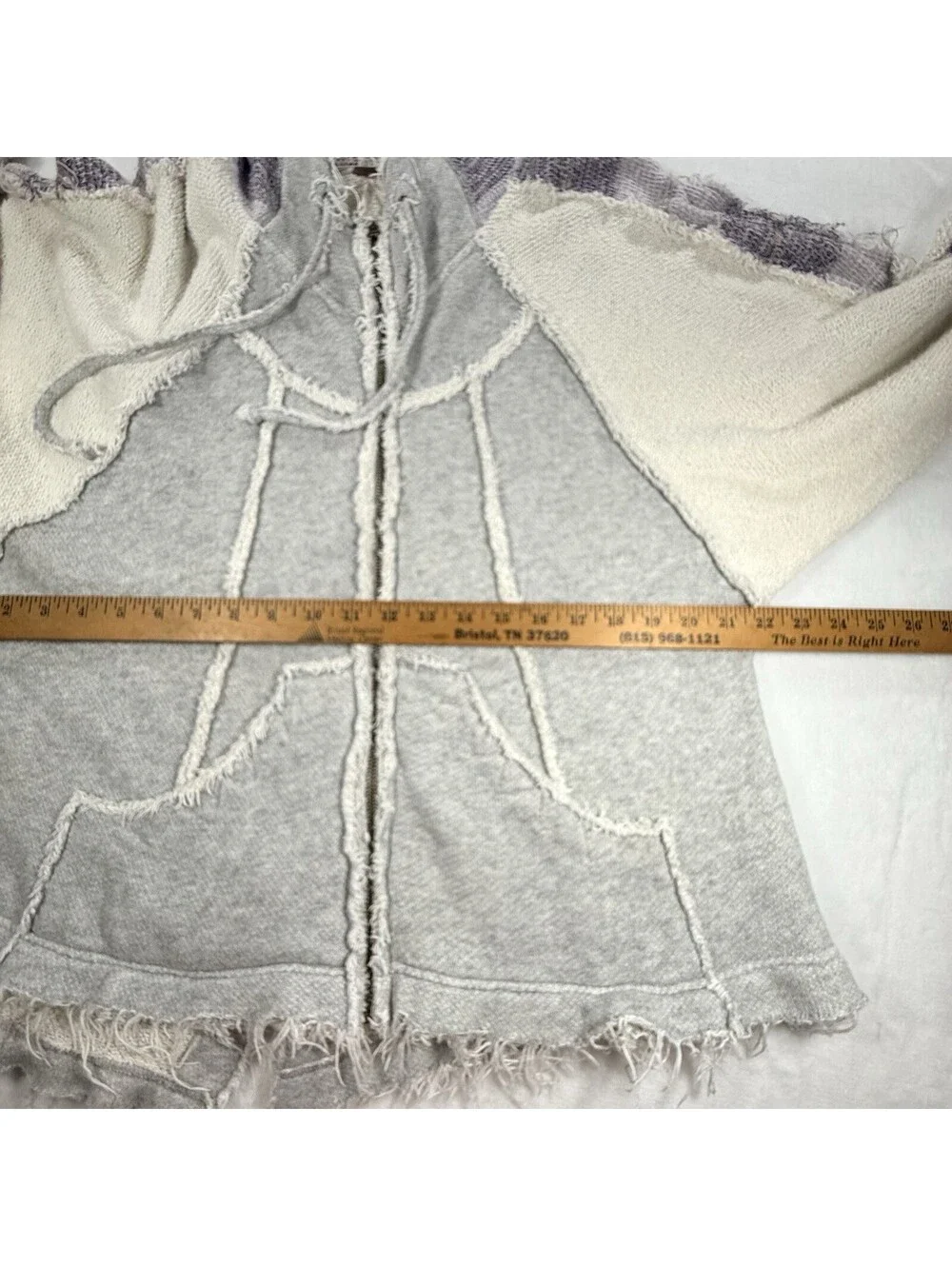 Free People Women’s Small Zip Hoodie Raw Edge Colorblock Boho Oversized